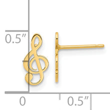Load image into Gallery viewer, 14K Polished Treble Clef Note Post Earrings
