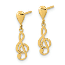 Load image into Gallery viewer, 14K Polished Treble Clef Dangle Earrings

