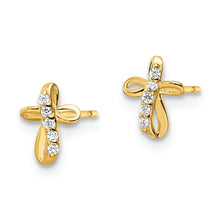 Load image into Gallery viewer, 14k CZ Cross Post Earrings
