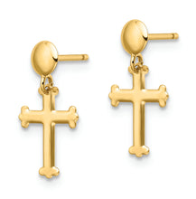 Load image into Gallery viewer, 14K Polished Cross Post Dangle Earrings
