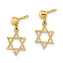 Load image into Gallery viewer, 14K Polished Star of David Post Dangle Earrings
