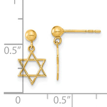 Load image into Gallery viewer, 14K Polished Star of David Post Dangle Earrings

