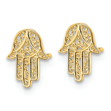 Load image into Gallery viewer, 14k Hamsa Post Earrings

