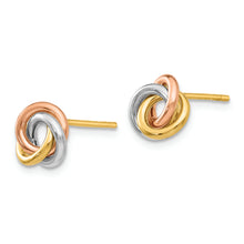 Load image into Gallery viewer, 14k Tri-color Twisted Knot Post Earrings
