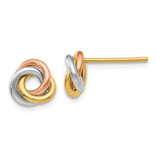 Load image into Gallery viewer, 14k Tri-color Twisted Knot Post Earrings
